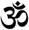The Sanskrit syllable OM--believed to be the fundamental universal sound in Hindu & Buddhist traditions.
